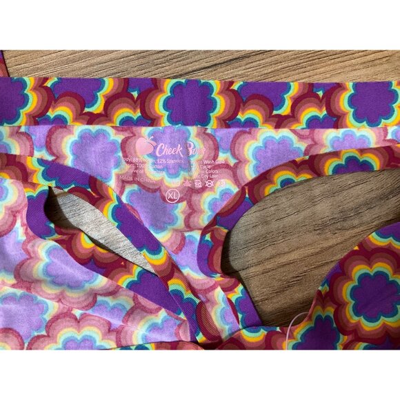 NWT Cheek Boss Purple and Yellow Starburst Thong Size: X Large - Picture 4 of 5